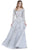 Shail K - 12164 Beaded and Sequin Ornate Long Flowy Evening Gown in Silver