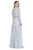 Shail K - 12164 Beaded and Sequin Ornate Long Flowy Evening Gown in Silver