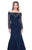 Shail K - 12165 Bead Embellished Long Sleeves Mermaid Gown In Blue and Gray