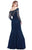 Shail K - 12165 Bead Embellished Long Sleeves Mermaid Gown In Blue and Gray
