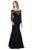 Shail K - 12165 Bead Embellished Long Sleeves Mermaid Gown In Black and Gold