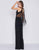 Mac Duggal Black White Red - 12168R Cascading Bead-Fringed Jumpsuit In Black
