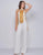 Mac Duggal Black White Red - 12168R Cascading Bead-Fringed Jumpsuit In White