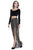 Shail K - 12169 Two Piece Velvet Embellished Tulle Sheath Dress in Black and Gold