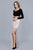 Shail K - 12169 Two Piece Velvet Embellished Tulle Sheath Dress in Black and Pink