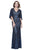 Shail K - 12178 Sequined V-neck Tulle Sheath Dress in Blue