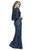 Shail K - 12178 Sequined V-neck Tulle Sheath Dress in Blue