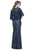Shail K - 12178 Sequined V-neck Tulle Sheath Dress in Blue