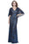 Shail K - 12178 Sequined V-neck Tulle Sheath Dress in Blue