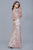 Shail K - 12178 Sequined V-neck Tulle Sheath Dress in Pink