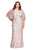 Shail K - 12178 Sequined V-neck Tulle Sheath Dress in Pink