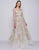 Mac Duggal Prom - 12179M Metallic Floral Embroidered Long Sleeve Gown In White and Gold