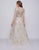 Mac Duggal Prom - 12179M Metallic Floral Embroidered Long Sleeve Gown In White and Gold