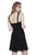 Shail K - 12180 Sequined V-neck Tulle A-line Dress in Black