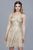 Shail K - 12180 Sequined V-neck Tulle A-line Dress in Gold