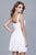 Shail K - 12180 Sequined V-neck Tulle A-line Dress in White