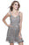 Shail K - 12180 Sequined V-neck Tulle A-line Dress in Silver