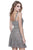 Shail K - 12180 Sequined V-neck Tulle A-line Dress in Silver
