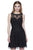Shail K - 12181 Bedazzled Illusion Scoop Tulle A-line Dress in Black