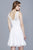 Shail K - 12181 Bedazzled Illusion Scoop Tulle A-line Dress in White