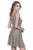 Shail K - 12181 Bedazzled Illusion Scoop Tulle A-line Dress in Silver