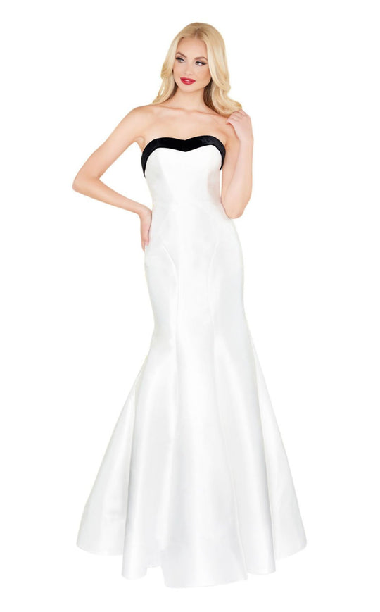 Mac Duggal Black White Red - 12182R Sweetheart Mermaid Gown With Train in White