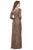 Shail K - 12184 Asymmetrical Long Sleeve Embellished Tulle Gown in Brown