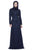 Shail K - 12185 Embellished Trumpet Dress With Hijab in Blue