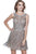 Shail K - 12181 Bedazzled Illusion Scoop Tulle A-line Dress in Silver
