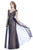 Shail K - 12186 Embellished V-neck Tulle Sheath Dress in Blue and Neutral