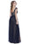 Shail K - 12186 Embellished V-neck Tulle Sheath Dress in Blue and Neutral