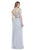 Shail K - 12186 Embellished V-neck Tulle Sheath Dress in Silver