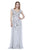Shail K - 12186 Embellished V-neck Tulle Sheath Dress in Silver