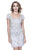 Shail K - 12193 Cap Sleeve Embellished Scoop Back Dress in Silver