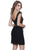Shail K - 12194 Cap Sleeve Contrast Beaded Cocktail Dress in Black and Gold