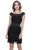 Shail K - 12194 Cap Sleeve Contrast Beaded Cocktail Dress in Black and Gold