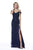 Shail K - 12198 Sequined Off-Shoulder Evening Gown with Slit In Blue