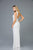 Scala - 48984 Sequined Deep V-neck Sheath Dress In White