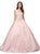 Dancing Queen - 1220 Embellished Illusion Bateau Quinceanera Ballgown In Pink