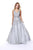 Shail K - 12201 Beaded and Sequin Ornate Tulle A-Line Prom Gown In Silver
