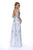 Shail K - 12206 Sequined Plunging V-neck Tulle A-line Dress In Blue