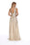 Shail K - 12207 Sequin Embellished V Neck A Line Gown In Gold