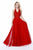 Shail K - 12208 Embellished Halter V-neck Tulle A-line Dress In Red