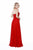 Shail K - 12208 Embellished Halter V-neck Tulle A-line Dress In Red