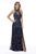 Shail K - 12209 Bedazzled High Halter Tulle Sheath Dress In Blue