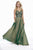 Shail K - 12211 Sequined V-neck Tulle A-line Dress In Green