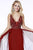 Shail K - 12216 Geometric Beaded Sheer Overskirt Gown In Red
