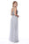 Shail K - 12216 Geometric Beaded Sheer Overskirt Gown In Silver