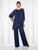 Cameron Blake - 117625 Asymmetrically Layered Three-Piece Chiffon Set in Navy