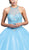 Dancing Queen - 1222 Jewel Adorned Illusion Halter Ballgown In Blue